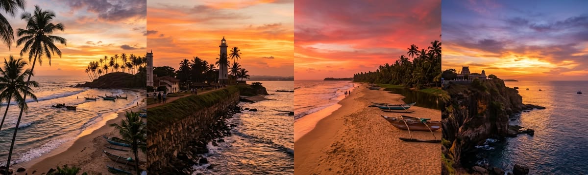 Sri Lankan coastline at sunset